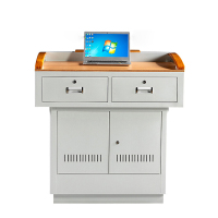 风雷动学校多媒体讲台钢制讲台演讲台中控讲台办公桌操作台1000*700*1000mm(木面款)常规A