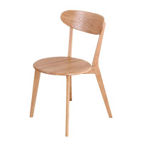 风雷动餐椅简约现代休闲书桌椅餐桌凳子橡木靠背椅清漆原木色圆形座面常规A