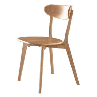 风雷动餐椅简约现代休闲书桌椅餐桌凳子橡木靠背椅清漆原木色椭圆形座面常规A