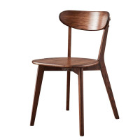 风雷动餐椅简约现代休闲书桌椅餐桌凳子橡木靠背椅胡桃木色椭圆形座面常规A
