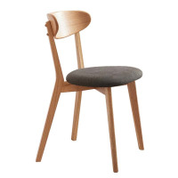 风雷动餐椅简约现代休闲书桌椅餐桌凳子橡木靠背椅黑色软包常规A