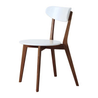 风雷动餐椅简约现代休闲书桌椅餐桌凳子橡木靠背椅胡桃色骨架白色圆形座面常规A
