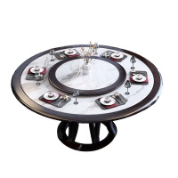 鑫升顺新中式餐桌椅组合圆形可家用饭店高档电磁炉大圆桌1.8米圆桌+10椅+1.2米转盘