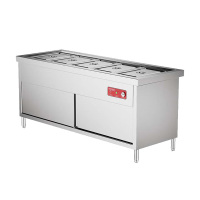 龙之腾不锈钢立式食堂快餐加热分餐台电热保温售饭台配份数盘