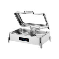 豪利特液压不锈钢自助餐炉电加热可视保温炉翻盖自助早餐保温锅