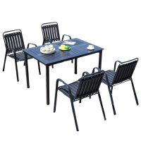 汉诺鑫威户外桌椅组合庭院休闲花园防腐木餐桌椅4椅1桌