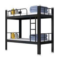 汉诺鑫威上下铺铁架床学生宿舍双层床公寓高低床员工寝室架子床型材铁艺床黑色双层床2000*1200*1800床+床板