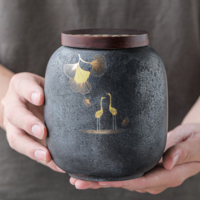 苏氏陶瓷日式红茶罐 铁锈釉