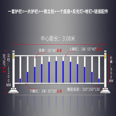 精品市政护栏 1.2*3米 含配件 起订量10米