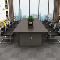 霜叶 大型办公会议桌长桌 黑胡桃色 4米*1.5