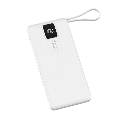 沃品(WOPOW)S01充电宝自带四线 数显10000毫安时便携移动电源适用苹果华为 白色