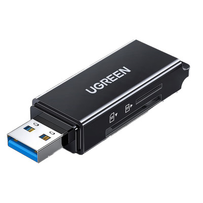 绿联(UGREEN)CM104 USB3.0高速读卡器 多功能SD/TF二合一读卡器 支持单反相机 黑色40752