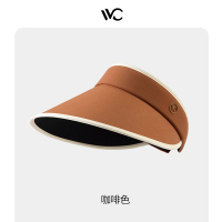 VVC沁风系列呼伦贝尔防晒帽长帽檐防紫外线防晒帽纯色太阳帽户外沙滩空顶帽子VGM4S279咖啡色