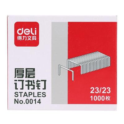 DELI/得力 厚层订书钉 0014 23/23 1000枚装 1盒 销售单位：盒