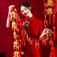 红火辣椒挂件灯笼鞭炮串新年新居装饰用品乔迁之喜庆过年客厅挂饰-双鱼5连串