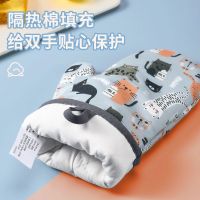 微波炉隔热手套防烫手套硅胶厨房隔热烤箱手套烘焙耐高温加厚手-清新小兰花*绿色【两只装】;微波炉手套