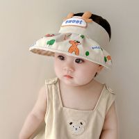 婴幼儿帽子夏季遮阳空顶帽宝宝超萌透气薄防晒帽男女童沙滩太阳帽-空顶帽;【米色】