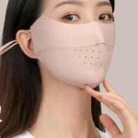 夏季无痕立体防晒冰丝口罩女夏天户外护眼角遮阳透气面罩礼品-冰丝防晒口罩-深粉色-2个装