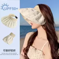 夏泡泡纱双面防晒遮阳帽女帽子防紫外线可折叠百搭空顶太阳帽草帽-遮阳帽;【黑色】