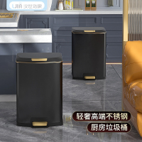 垃圾桶家用2023新款厨房专用大容量卫生间带盖客厅厕所不锈钢商用-13L月光银-【内外双桶/缓冲】客厅厨房