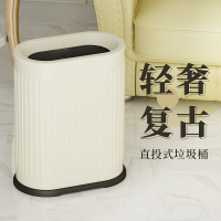 不锈钢无盖家用垃圾桶卫生间客厅卧室夹缝大容量轻奢双桶收纳桶-哑光黑;12L压纹款【内外双桶】