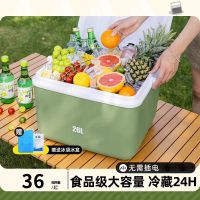 保温箱商用摆摊保冷保鲜车载户外冰箱野餐便携手提冰桶家用冷藏箱-抹茶绿26L【送10冰袋+冰块2】