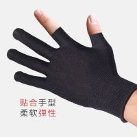 薄款防晒露指上班族手套采摘防护男女夏季打包分拣劳保手指头手套-12双装;黑色-漏5指