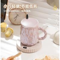 天虹新款暖杯垫三挡调解恒温杯垫55度恒温插电伴手礼品-方形-粉（杯垫+刻度玻璃杯+吸管）套装