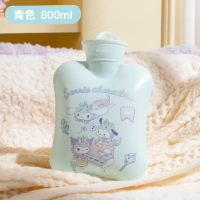 天虹新款三丽鸥热水袋加厚PVC充水水袋暖宝宝注水式暖水袋库洛米-青色-800ml