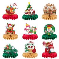 圣诞节派对蜂窝摆件欧美Merry christmas桌面纸扇蜂窝球-18个装随机混发