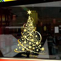 圣诞节贴纸星星圣诞树装饰窗户橱窗玻璃门静电贴节日布置窗花墙贴-SD-165;特大
