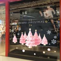 圣诞节装饰品商场门贴纸静电贴纸圣诞树场景布置橱窗高档玻璃贴 -SDUV -064;大
