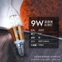 雷士照明e27e14螺口尖泡LED玉米灯泡吊灯蜡烛灯光源家用超亮节能-【E14螺口】9瓦LED灯泡正白光