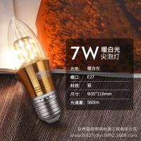 雷士照明e27e14螺口尖泡LED玉米灯泡吊灯蜡烛灯光源家用超亮节能-【E27螺口】7瓦LED灯泡暖白光