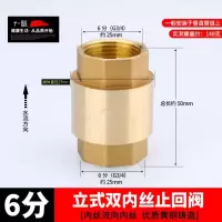 全铜立式止回阀卧式逆止阀水管水表热水器单向阀【单位：3个/组】-6分立式内流内