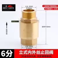 全铜立式止回阀卧式逆止阀水管水表热水器单向阀【单位：3个/组】-6分立式内流外