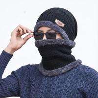 摩托车骑行围脖冬季帽子男士冬天加厚保暖毛线防风防寒棉帽针织帽-炫酷黑色：【头帽+送围脖】锁住温暖