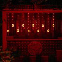 过年大红灯笼新年灯笼2024新款发光灯笼LED卧室阳台庭院装饰布置-3米长【流苏长福灯笼】插电款-无规格