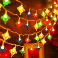 红灯笼中国结福字装饰彩灯灯串春节家用过年氛围灯备注款式-电池款：3米20灯常亮+闪烁5个装