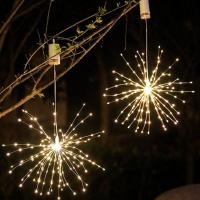 led 户外防水烟花灯星星灯蒲公英园林挂树灯 默认暖白 彩色备注-1朵-120灯户外防水电池盒+遥控器;暖光