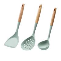 国风轻奢风硅胶铲勺三件套GF-6938（硅胶锅铲、硅胶汤勺、硅胶漏勺）-
