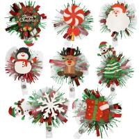 新款圣诞节伸缩易拉扣节日派对装饰胸牌证件扣卡通麋鹿老人易拉得 --20个装随机混发