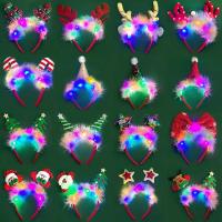 圣诞发箍led灯鹿角圣诞帽头箍圣诞节装饰品儿童可爱羽毛头饰头扣- 圣诞发箍（带灯+毛毛）50个装- 随机混发