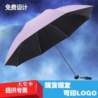 天堂伞雨伞折叠晴雨两用伞三折防晒防紫外线遮太阳伞定制印刷logo -藏青色—8骨黑胶防紫外线