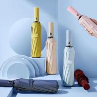 全自动雨伞晴雨两用伞24骨加大加固黑胶防紫外线遮阳折叠太阳伞 - 全自动【24根玻纤抗风伞骨 黑胶防紫外线晴雨两用】蓝灰