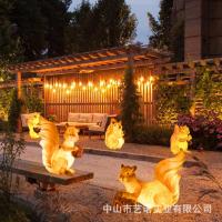 LED文旅灯动物造型景观灯大型户外发光松鼠玻璃钢户外仿真动物灯 - 28x34x50cm