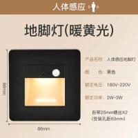 红外线人体感应地脚灯夜灯墙脚灯台阶灯嵌入式走廊楼梯LED地脚灯 - 黑色