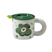 上亨丹麦花陶瓷马克杯SHZH-MKB02绿花-
