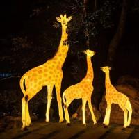 长颈鹿发光动物灯景观长颈鹿造型灯景区发光鹿户外长颈鹿装饰灯--长颈鹿组合