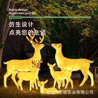 LED文旅灯动物造型景观灯大型户外玻璃钢发光五鹿户外仿真动物灯--115x70x112cm